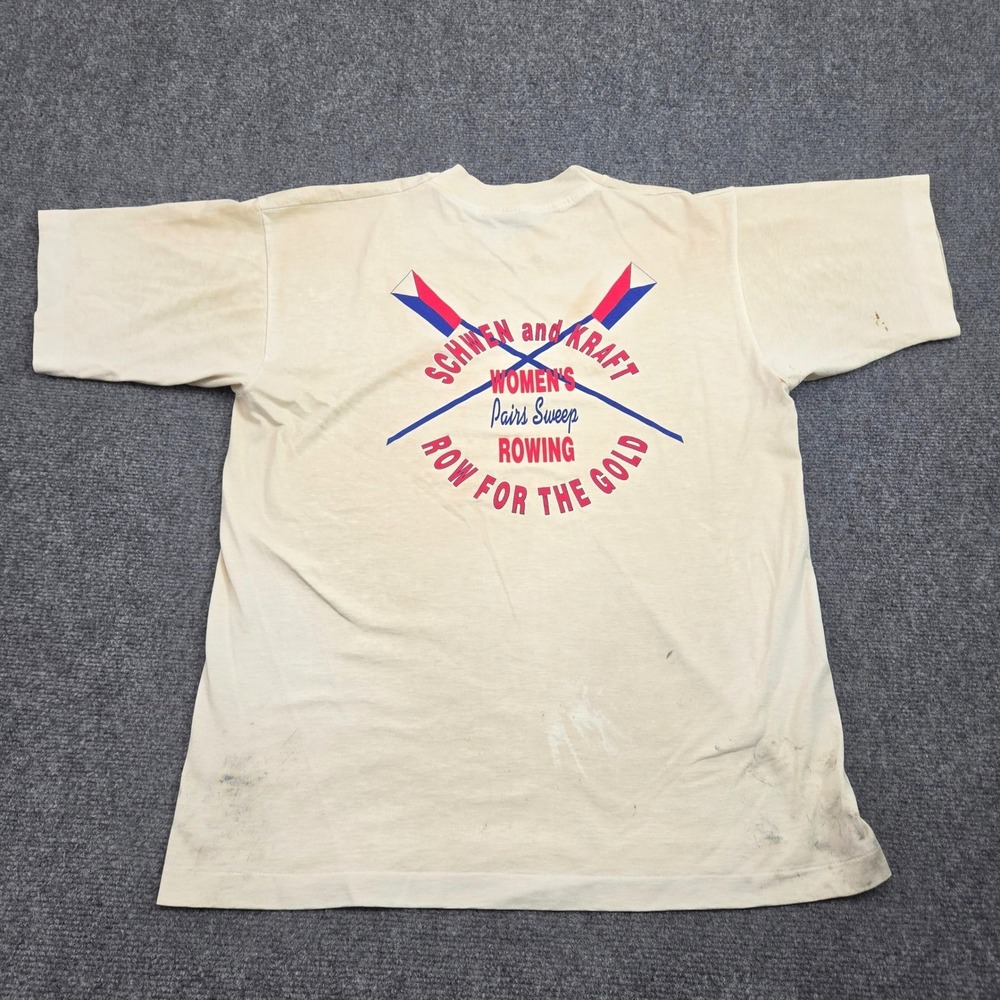 Vintage 1996 Atlanta Olympics USA Rowing Shirt Schwen Kraft Large Silver Medal